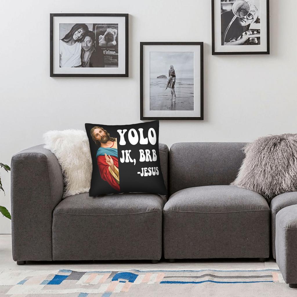 Pillow Cover Easter Yolo Jk Brb Jesus Fashion Pillow Case For Living Room Sofa Pillowcases