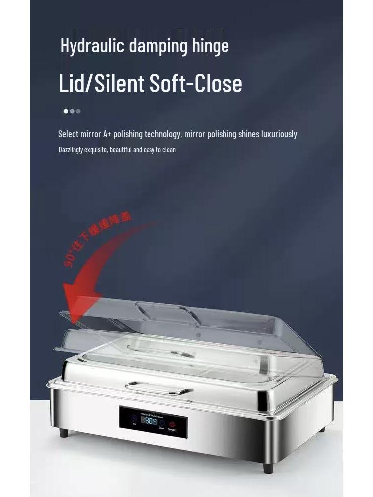 Электрическая мармитница для фуршета из нержавеющей стали - Умный подогреватель для самообслуживания с прозрачной изоляцией для гостиничных завтраков