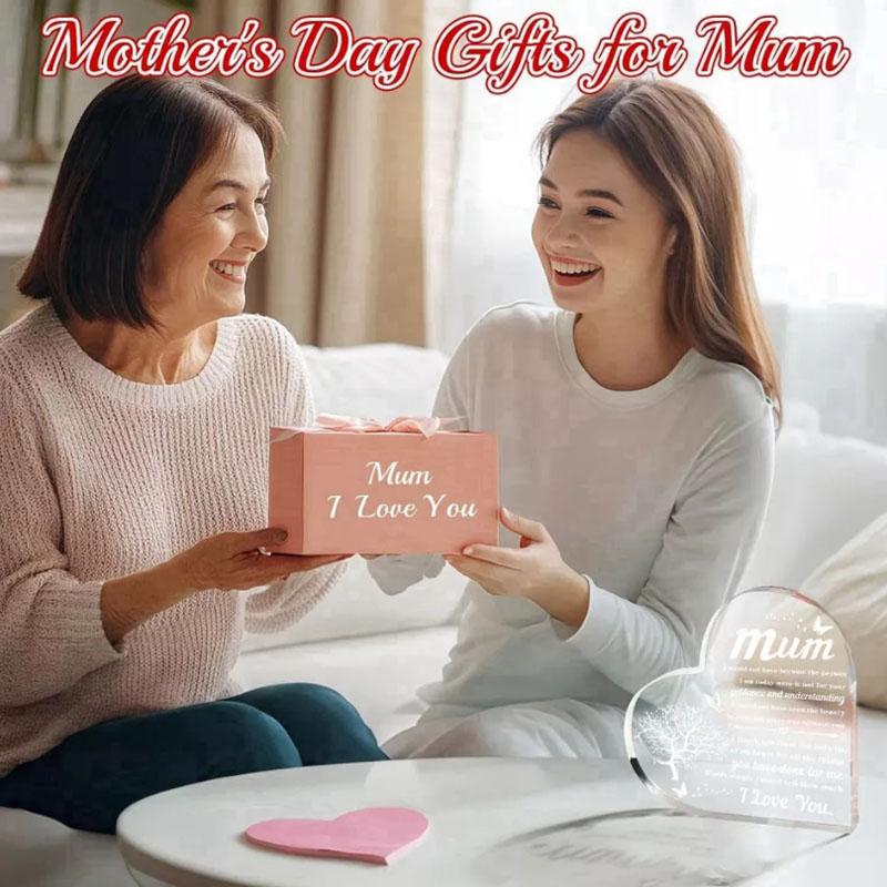 Mum Heart-Shaped Block Acrylic Plaque Birthday Mothers Day Present For Mum Mummy