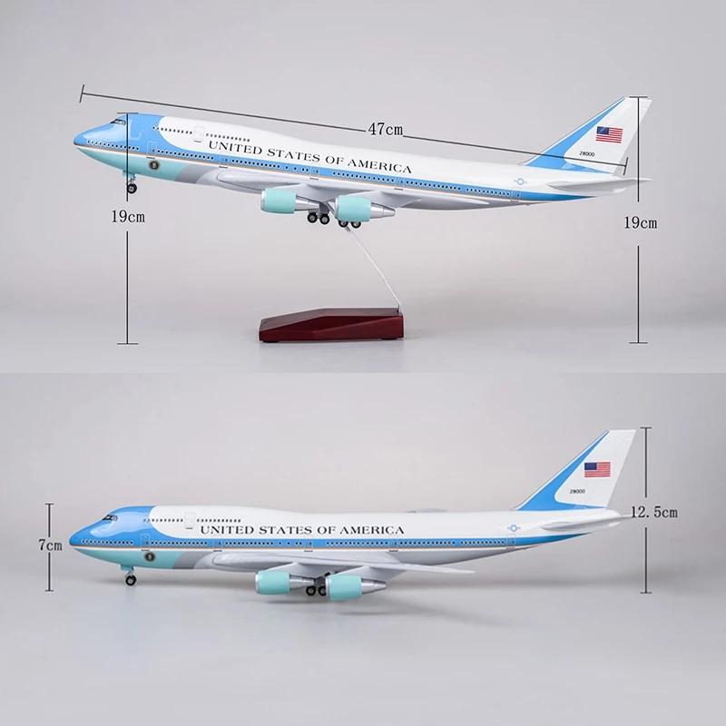 Для самолета Air Force One B747 Модели самолетов Наборы Дисплей Литой самолет для взрослых со светодиодной подсветкой(Сенсорное или Звуковое Управление)