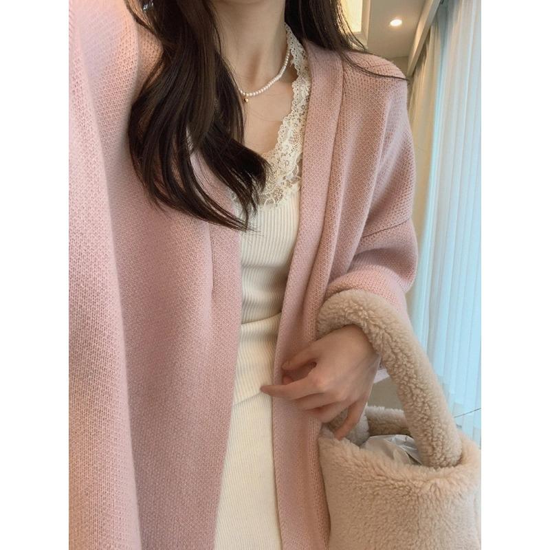Женский кардиган-жакет свитер ретро ленивый ветер свободный средней длины пальто женский осенне-зимний новый толстый