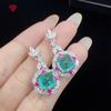 High-end Selling Light Green Zircon Empty Heart Sugar Tower Shape Pendant Women Open Ring Long Earring Set
