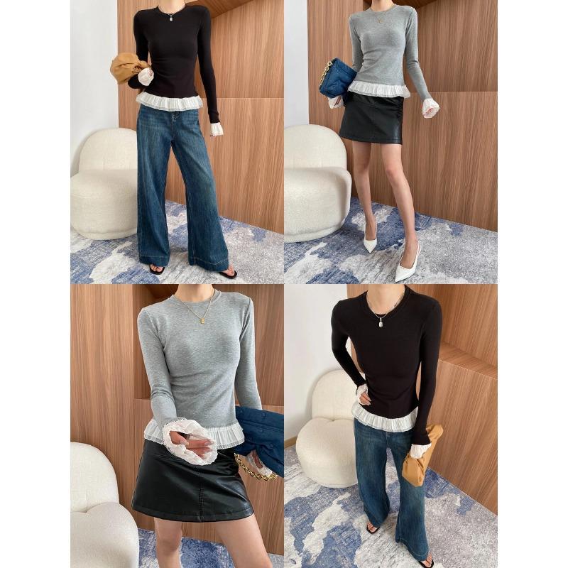 Футболка Sinan Early Spring Slim Fit с открытыми плечами и принтом листьев лотоса SN7024