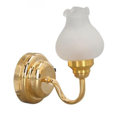 1:12 масштаб кукольный домик светодиодный настенный светильник тюльпан форма 3 В питание от батареи миниатюрный DIY моделирование мини-стена