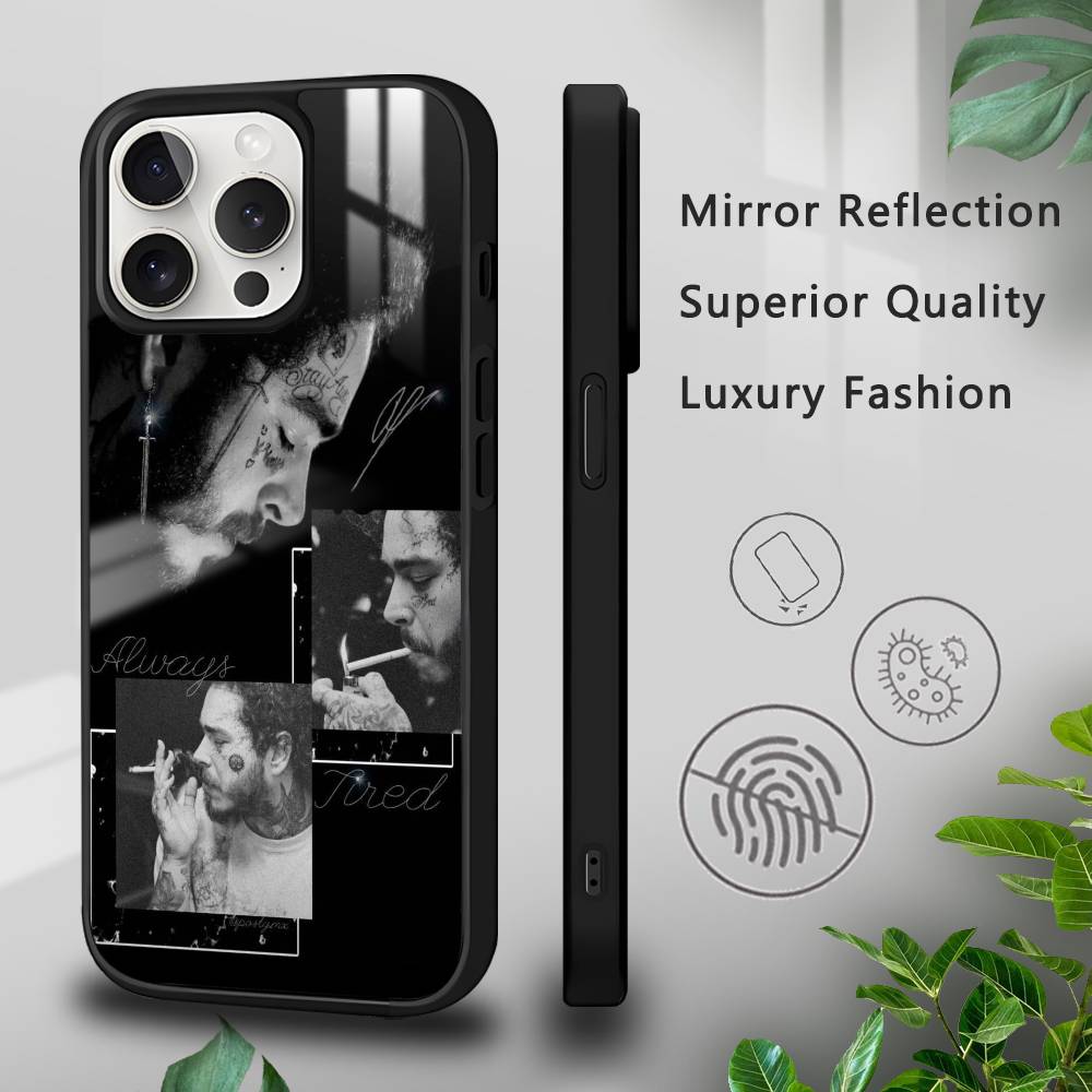 P-Post M-Malone Singer Phone Case For IPhone 17 16 15 14 13 12 11 Pro Max Plus Mini Plus Hard Mirror Surface Protect Funda
