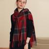 Women Scarf Winter Plaid Tassel Shawl Warm