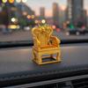 3D Printed Dragon Throne Ornament, Mini Emperor Chair Figurine with Gold Carving, Compact Desk Ornament & Key Holder Stand for Home Office Decor