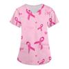 Women's Short Sleeve Breast Printed V-neck Pocket Uniform Upper Garment