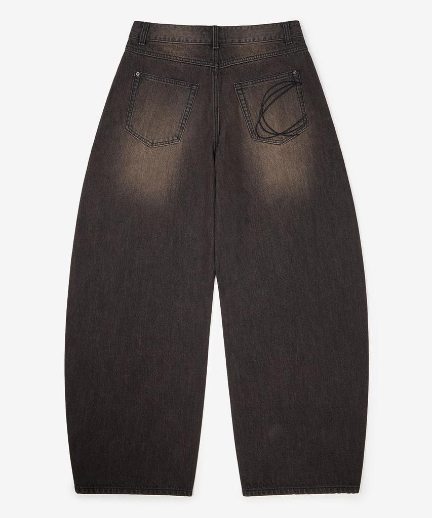 NOT ONLY FOR TODAY Curved Wide Denim Pants [Washed Black]