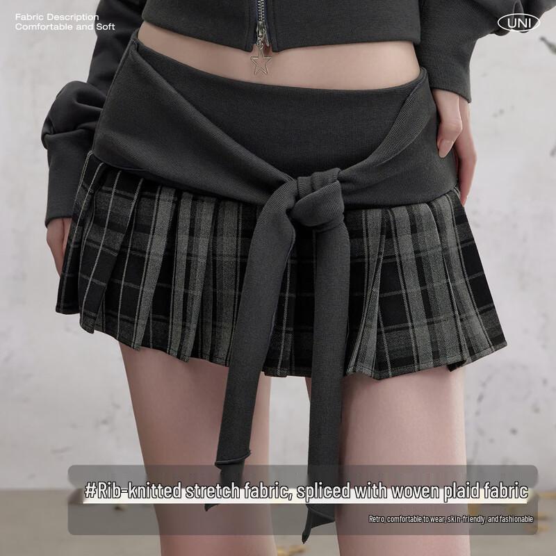 unifree Женская мини-юбка в клетку, пэчворк, плиссированная