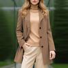 Coats For Women Elegant Single Breasted Mid Length Wool Coat Long Sleeve Outwear Overcoat