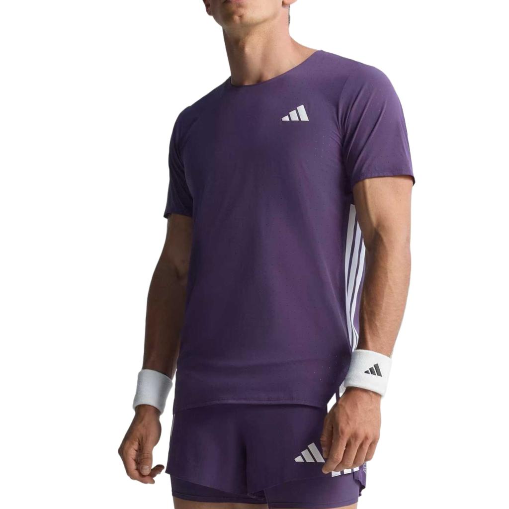 Adidas T Shirts Men's Purple Crew Neck Moderate JV7171