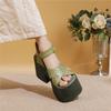 Genuine Leather Super High Heel Sandals Riveted Thick Soled Roman Women's Platform Shoes
