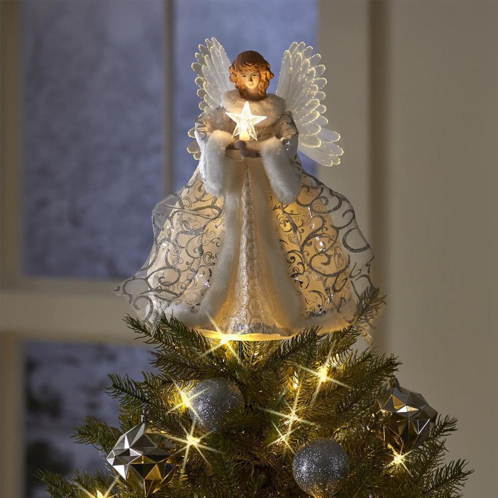Christmas Tree Top Angel Light Led Lamp Ornament Art Crafts Supplies for Indoor Outdoor Garden Yard Decorations Gift