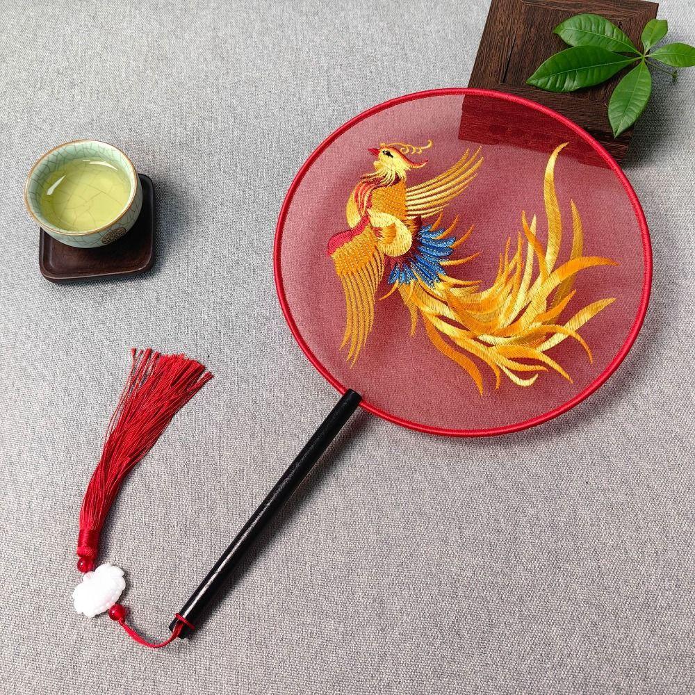 Милая панда в китайском старинном стиле круглый веер креативная вышивка круглый веер реквизит для фотосъемки