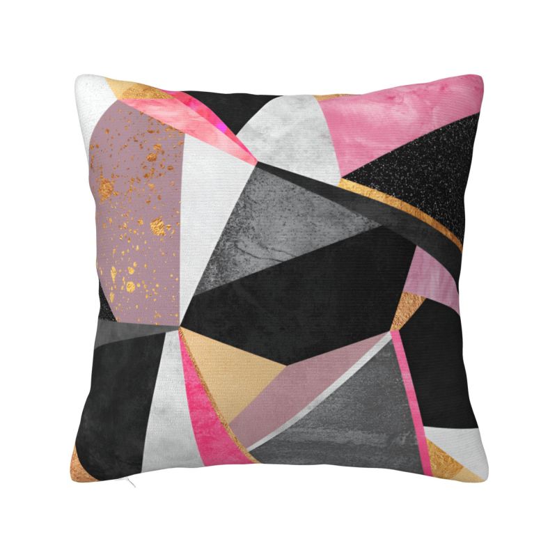 Colorful Mountains With Geometric Shapes Cushion Cover x cm Polyester Velvet Throw Pillow Case For Sofa Bedding Pillowslip