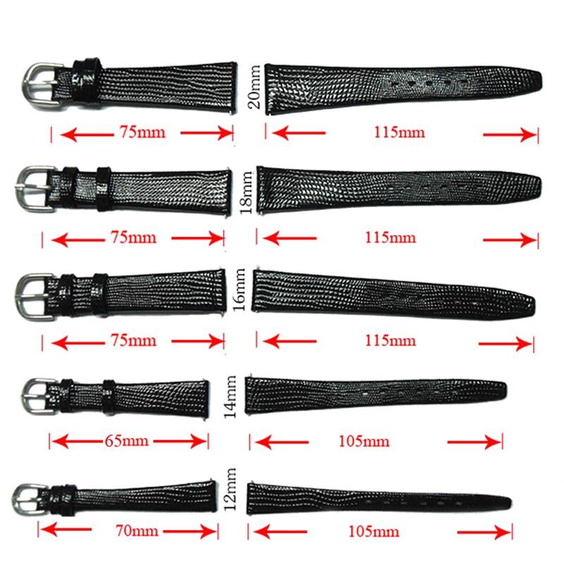 12mm 14mm 16mm 18mm 20mm Watch Strap Lizard Calf Genuine Leather Watchband Thin Soft Black Watch Band for Woman Man Watches