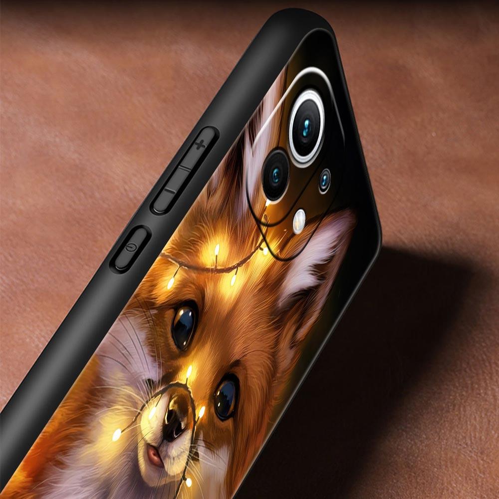 Милый Мультяшный Животный Лис Чехол для Телефона Для Xiaomi Poco X3 NFC M3 M4 F4 X4 Pro 5G F3 GT Mi 12 11T 10 9T 10T Lite 11 Ultra Черный Чехол