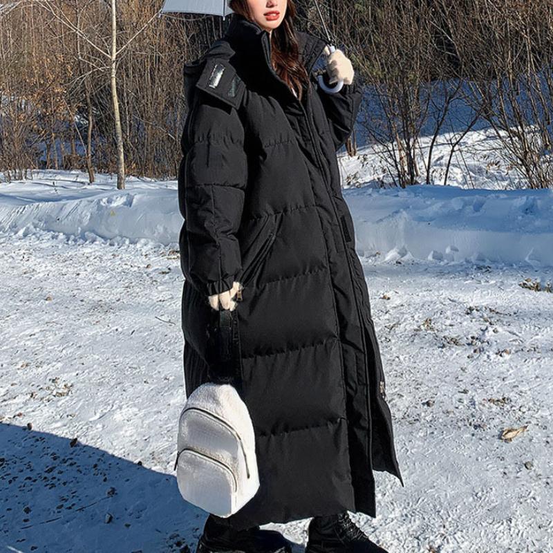 Зимняя длинная пуховая хлопковая куртка женская Manteau Femme Hiver 2023 свободная в стиле сафари толстые теплые парки с капюшоном женские пальто до колена