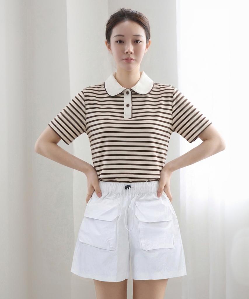 Keulleiseu Футболка с воротником Pretty Line_Коричневый