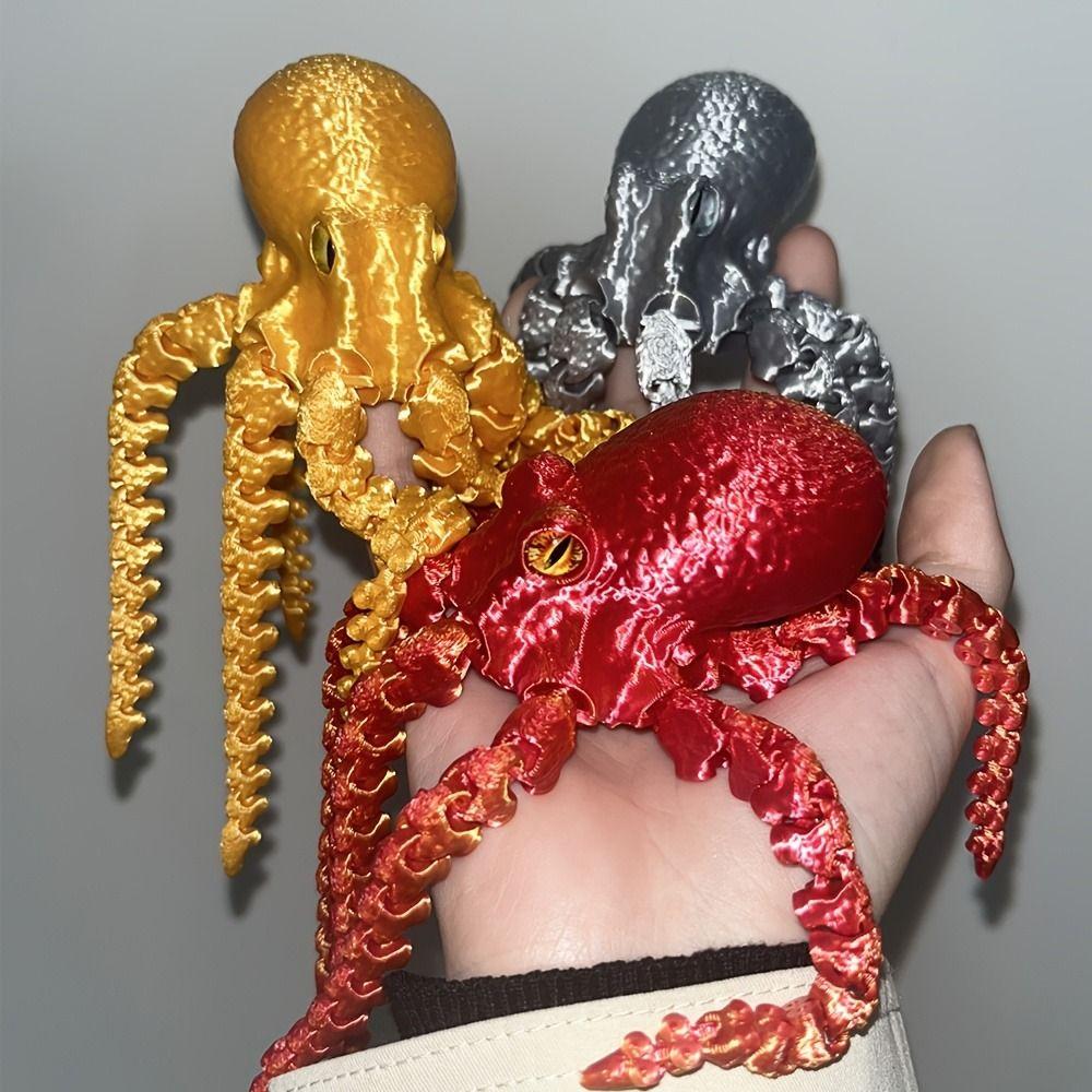 Jointed Body 3D Printed Octopusfish Octopusfish Figurine Poseable Tentacles Tabletop Decoration