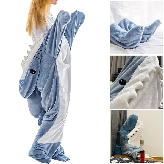 Удобное одеяло в виде акулы, не вызывает аллергии, сохраняет тепло, устойчив к выцветанию, спальный мешок в форме акулы, товары для дома