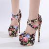 Туфли-лодочки Liyke Sweet Style с цветочным принтом и платформой, женские, на шпильках, сексуальные, с открытым носком, 16 см, на очень высоком каблуке, для вечеринки, банкета, размер 42