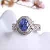 Bolaijewelry Кольцо из серебра 925 пробы с натуральным голубым танзанитом, изысканное ювелирное украшение в подарок для женщин
