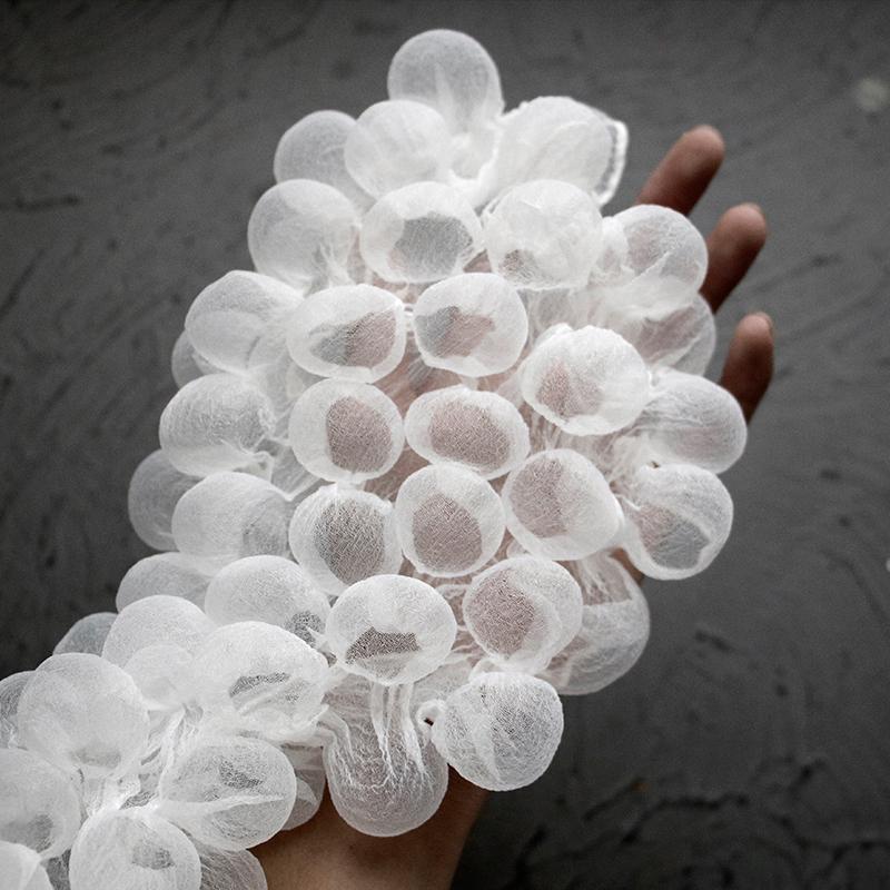 85X20см 3D Ткань из пузырчатой пряжи, жатка, пена с термофиксацией, прозрачная, вогнутая форма, кружево для одежды швейного дизайнера