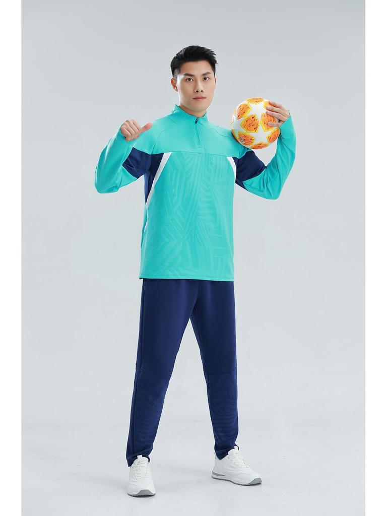 Autumn Winter College Student Football Training Set: Half-Zip Long-Sleeve Jersey & Children's Competition Team Uniform