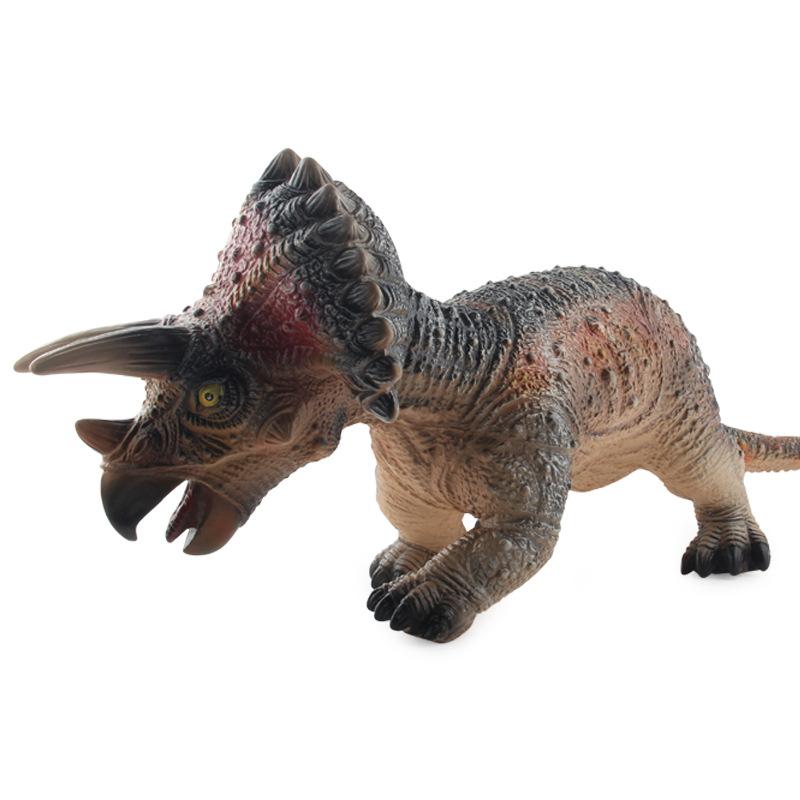 Большая игрушка-динозавр из мягкой резины, наполненная имитационным хлопком, со звуковым эффектом, мутант-дракон, трицератопс, модель животного, коллекционное украшение