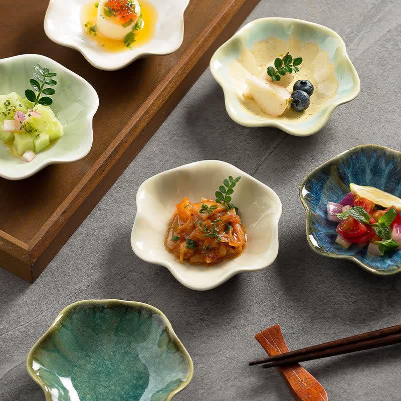 Japanese Style Underglaze Scalloped Dipping Dish