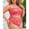 2025 Print Two Piece Plus Size Bikini Women Strapped Large Swimsuit High Waist Lady Chubby Swimwear Beach Curvy Bathing Suit