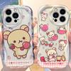 Японский мультфильм R-Rilakkuma Чехол с волнами для iPhone 17 Air 16 E 15 14 Plus 13 12 Mini 11 Pro Max Силиконовые противоударные чехлы Funda