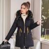 Women's Parkas Coats Winter Female Fur Collar Thicken Warm Cotton Jacket Women Waist Drawstring Casual Jacket Women's Outerwear