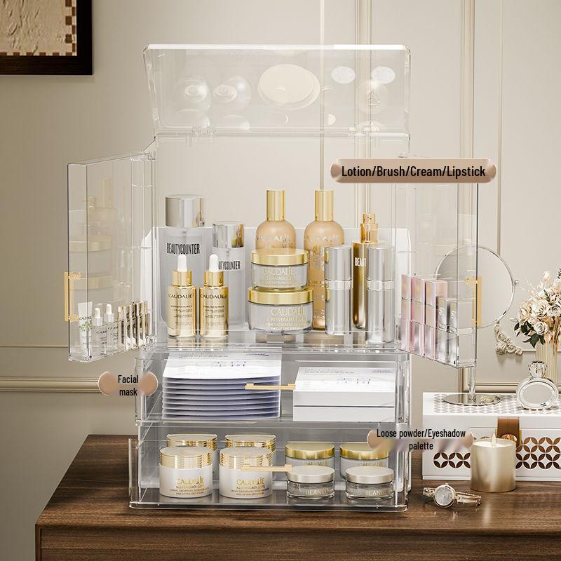 Шикарный прозрачный органайзер для косметики - Пыленепроницаемое хранение средств по уходу за кожей, помады и макияжа