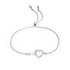 Real 925 Sterling Silver Infinity Crystal Heart Bolo Bracelet for Women Teen