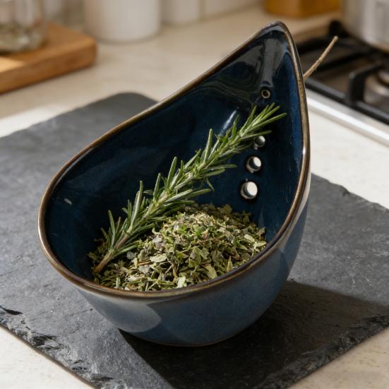 Керамическая миска-очиститель для кинзы с 5 отверстиями для очистки, гладкая, глазурованная, безопасная для посудомоечной машины, инструмент для очистки листьев, кухонный инструмент