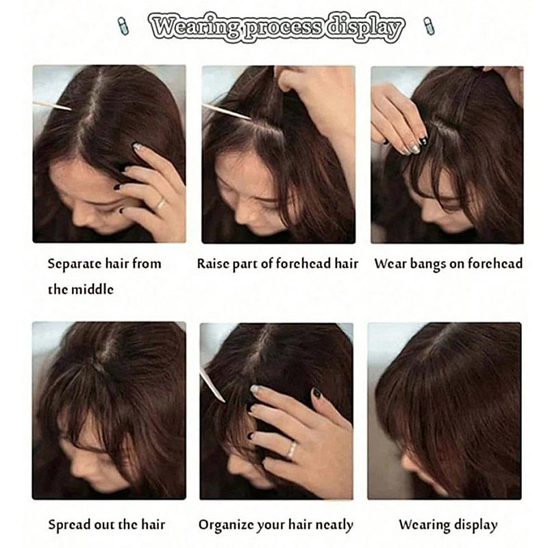 Синтетический парик с французской 3D-челкой и натуральной бесшовной челкой посередине, а также натуральной челкой в виде восьми прядей для женщин.