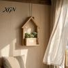 Rustic Home Wall Decoration Wooden Planter, Creative Hanging Flower Pot Basket for Indoor Plants Decorative Faux Flowers, Decor Living Room