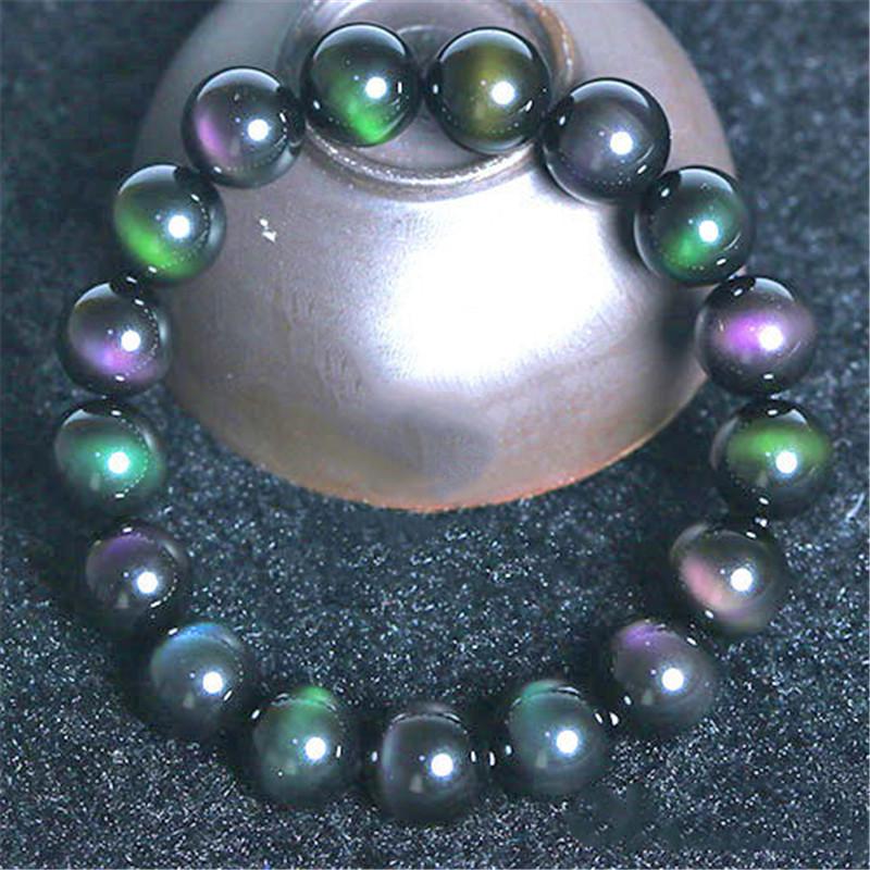 Простые браслеты из обсидиана с радужными глазами для женщин и мужчин из натурального камня, ювелирные аксессуары на удачу