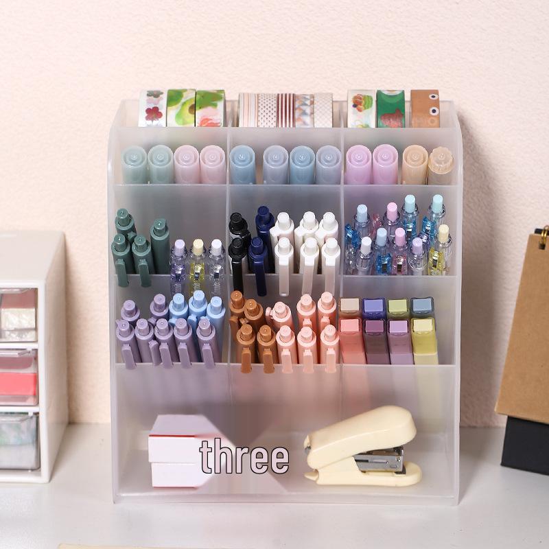 Minimalist Slanted Art Marker & Brush Holder - Large Capacity Stationery Storage