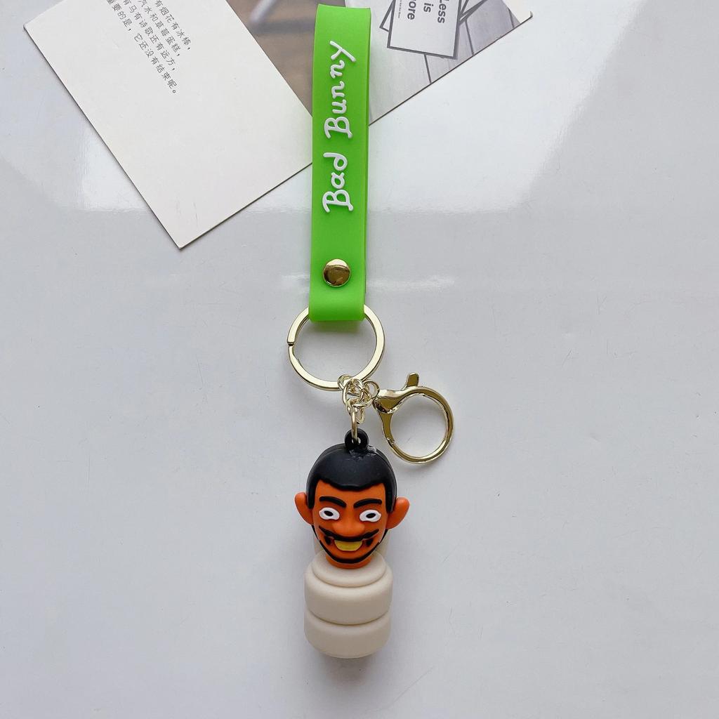 Cuphead Keychain Anime Cartoon Mugman Figures Doll Skibidi Toilet Man Keyring Pendent Car Key Chains Kids Toys Christmas Gifts