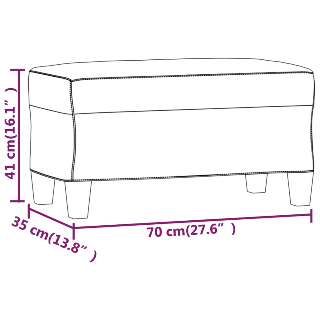Cream Bench 70 x 35 x 41 cm Faux Leather