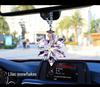 Goddess Style Crystal Snowflake Car Mirror Pendant - High-End Interior Ornament