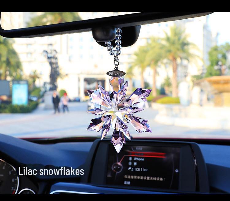 Goddess Style Crystal Snowflake Car Mirror Pendant - High-End Interior Ornament