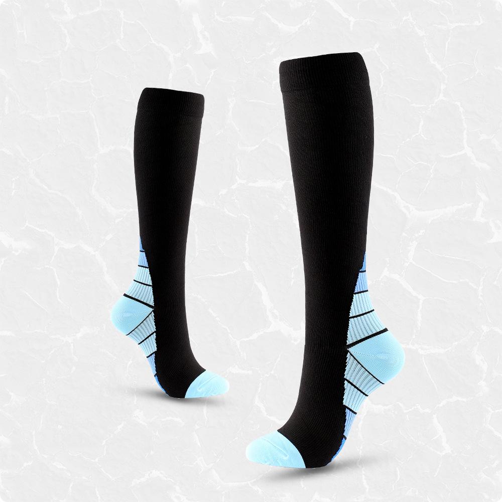 Двухцветный спортивный чулок до икры Простой и персонализированный длинный до колена Мужской и женский компрессионный носок для велоспорта