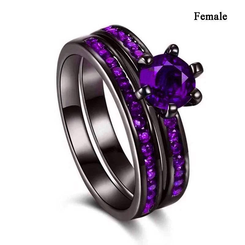 Fashion Couple Rings Romantic Green Rhinestones CZ Women Rings Set Trendy Men Stainless Steel Zirconia Ring Wedding Band Jewelry