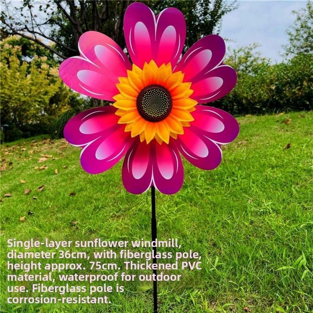 PVC Rotating Sunflower Multistyles Stake Standing Lawn Flower Pinwheel Outdoor Party Picnic Decor