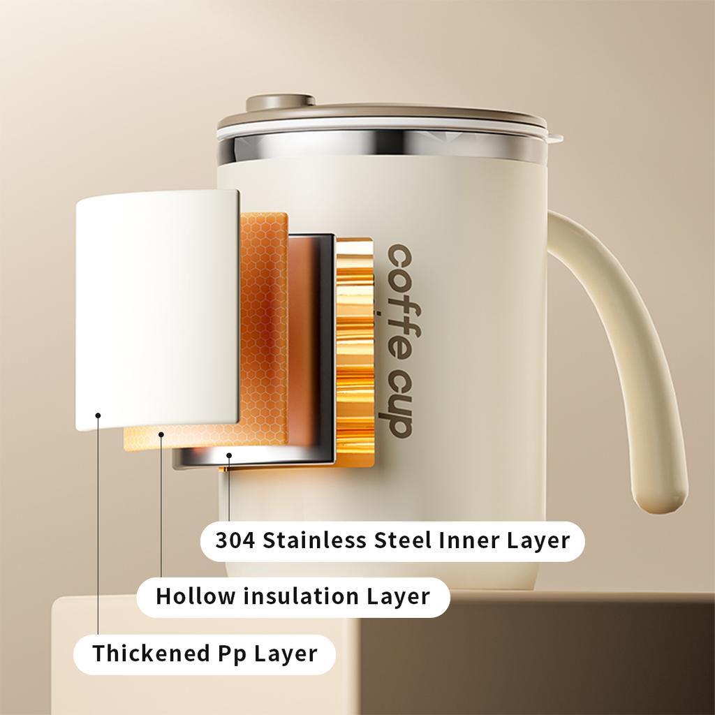 500ML Thermal Cup 304 Stainless Steel Double-layer Coffee Mug Cold And Hot Resistant Water Cup Sealed Milk Coffee Cup Drinkware